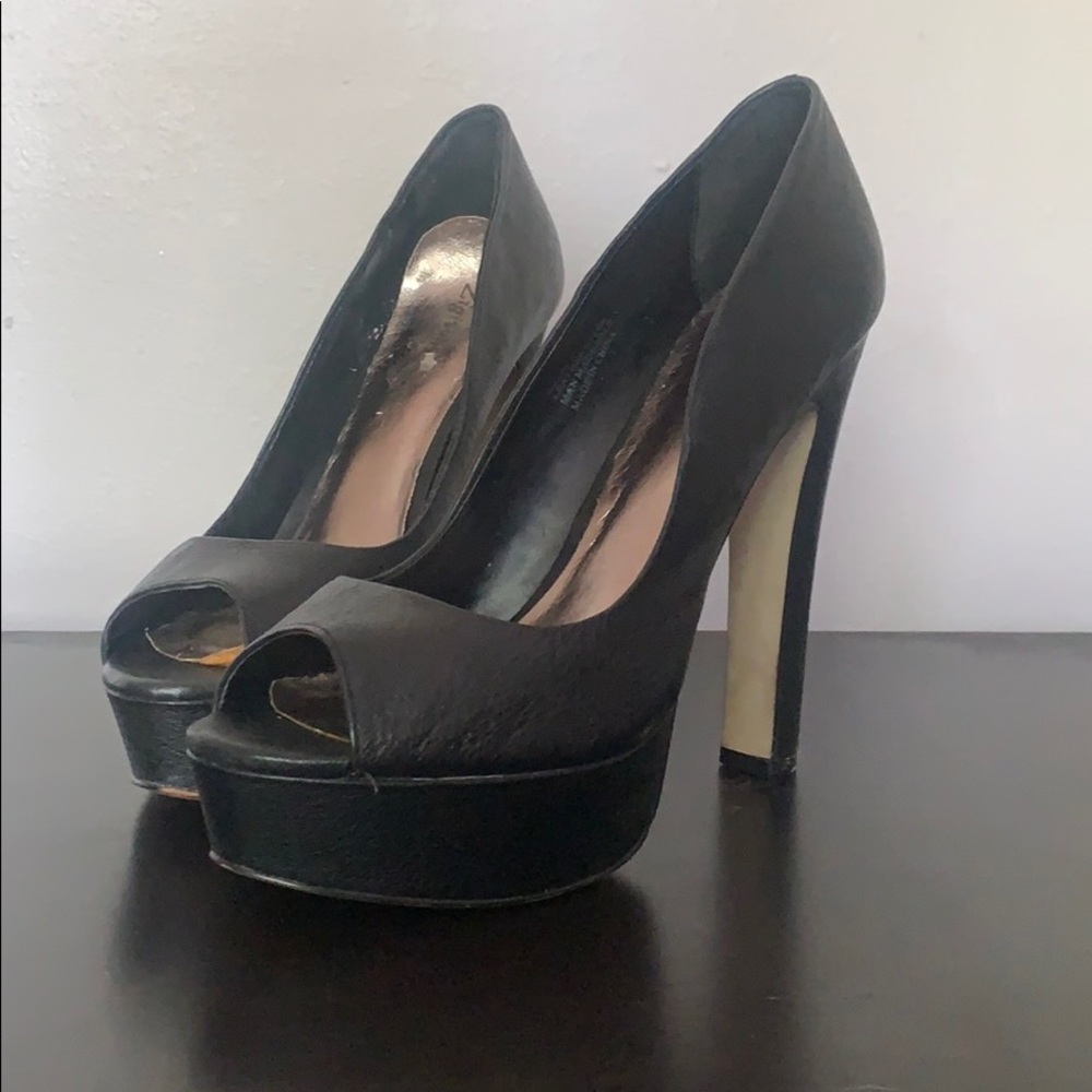 ZigiSoho Kelis Peep Toe Platform Black Pumps 8